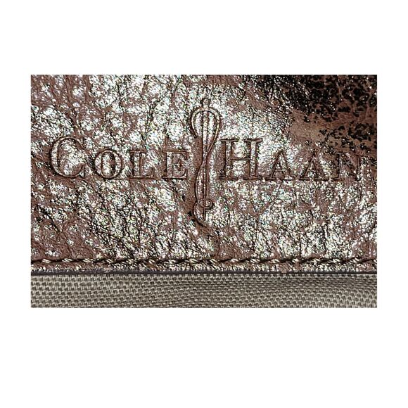 Cole Haan Metallic Brown Leather Double Handled  Satchel Shoulder Bag-Preowned - Picture 8 of 16